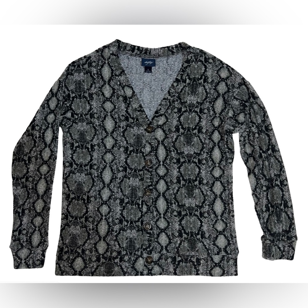 Daytrip Green Snake Print Button Up Cardigan